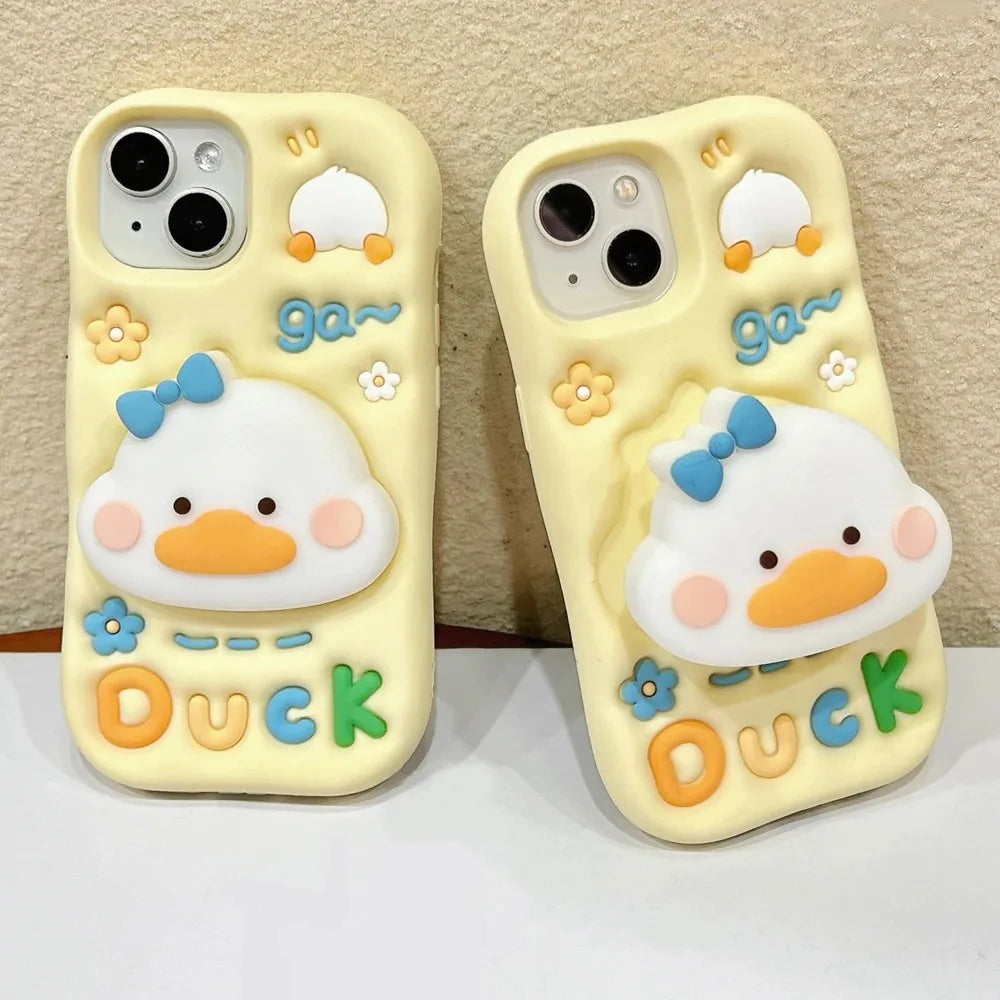iPhone™ Case Fun and cute little white duck phone case suitable for iPhone 16 15 14 13 12 11 Pro Max anti drop phone protective case