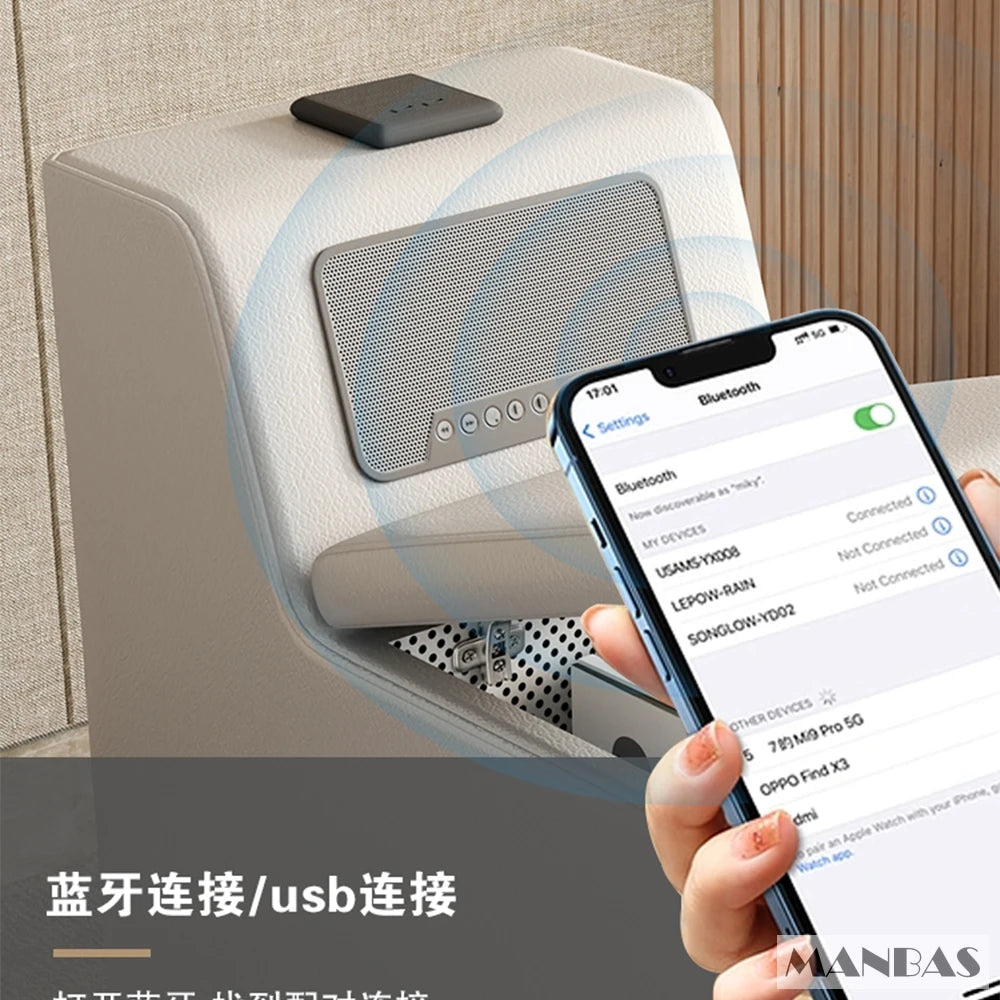 EXTRALUX ™Luxury L-Shaped Genuine Leather Sectional Sofa Sets with USB, Bluetooth Speaker - MINGDIBAO Living Room Italian Leather Couches