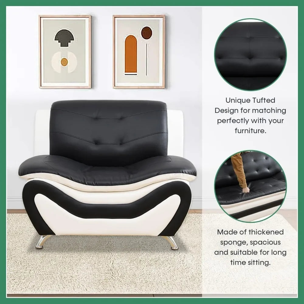 CUSHINA ™ Sofa, Leather Sofa Set, Leather Sofas Set for Living Room Furniture Sets, Loveseat Sofa with Chair 3-Piece for Living Room