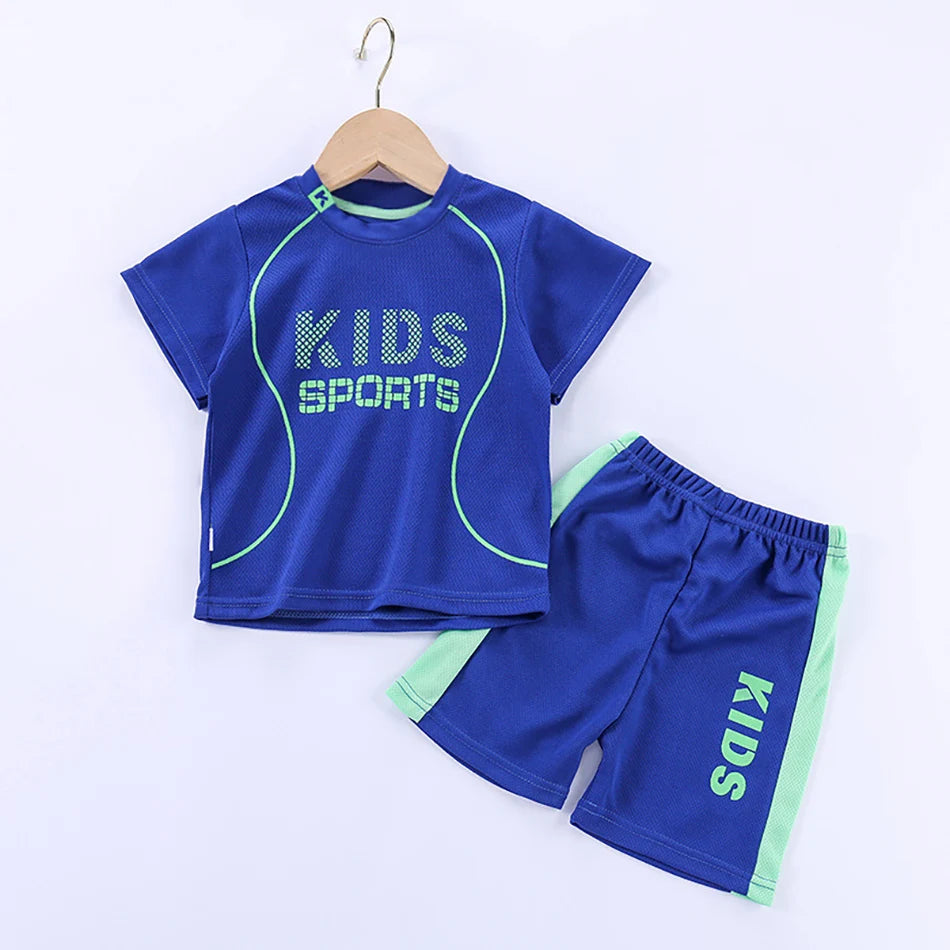 TINYSTAR™️ T Shirt Shorts Boy Girl Summer Quick Drying Tops Bottoms Kids 2 Pcs Clothing Set Children Sleepwear Football Sport Clothes,