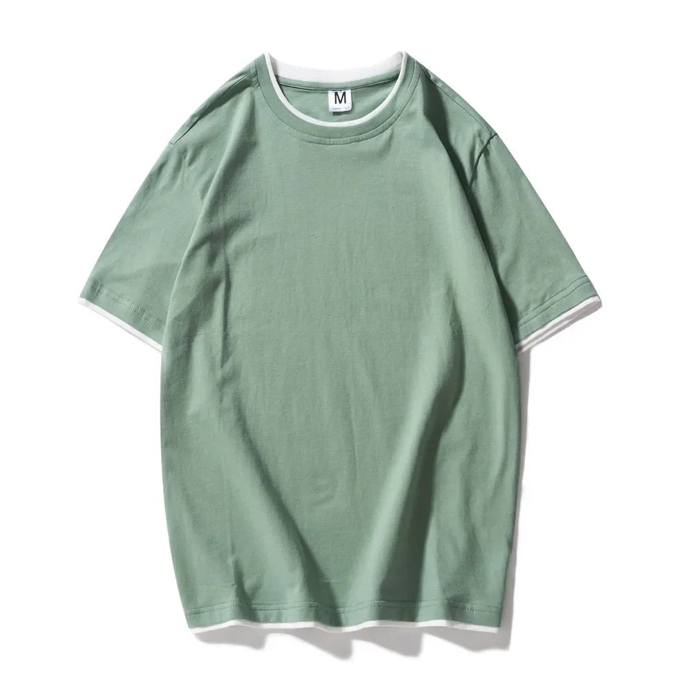 KB™️ new T SHIRT short sleeve men solid t-shirt o-neck soft solid cotton elastic breathable men t-shirt