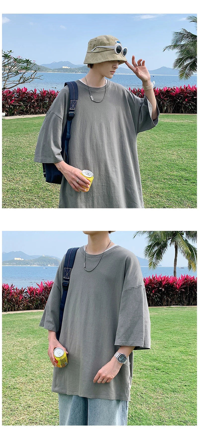 URBANEDGE™ Oversized Summer Short Sleeve Men's T Shirt New Fashion Solid Color Loose Fit O-Neck Casual Cotton Top Hip Hop Streetwear Baggy Tees Plus Size 5XL