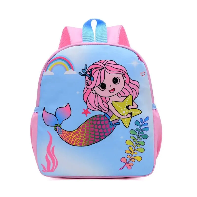 Cartoon ™ Cute Dinosaur/Mermaid Printed Schoolbags Trendy Waterproof Kindergarten Primary School Bookbag Student Backpack