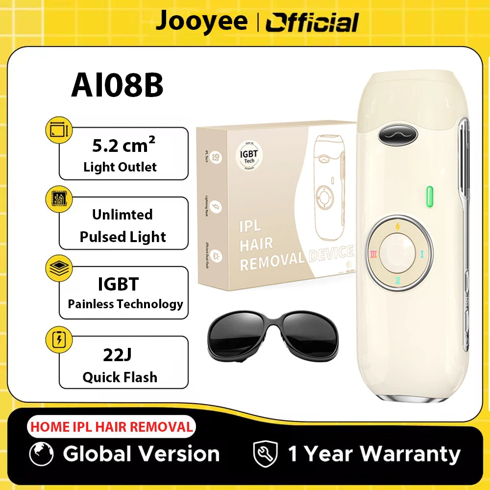 JOOYEE™️Hair Removal Laser IPL 22 Unlimited IGBT 5.2 cm² light Quick Flashes Painless Epilator Face Armpit Bikini Laser