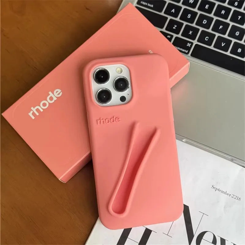 RHODE MYCASE ™ Lipstick Soft Silicone DIY Rhode Phone Case For iPhone 16 15 14 13 12 11 Pro Max Plus Portable Lip Gloss Holder Ins Hot Cover