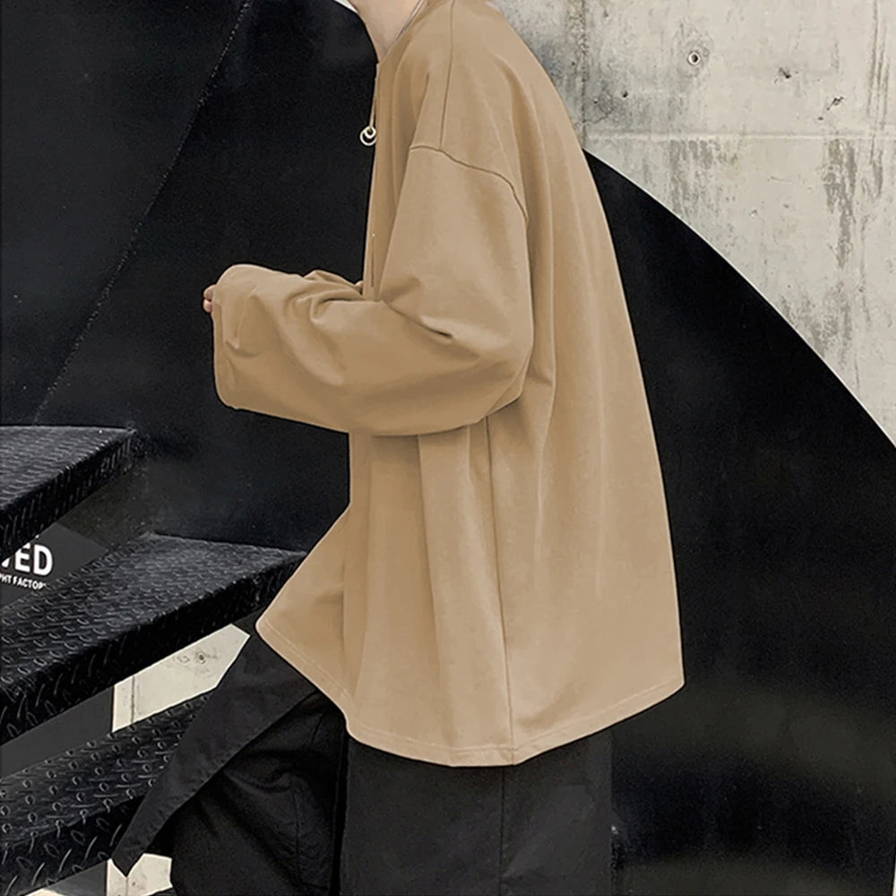 COTTOFLEX™ Oversize Cotton Long Sleeve Unisex T-Shirt Casual Pure Color Top for Men and Women