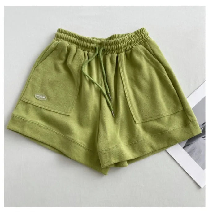 SO, CHIC™️Women's Shorts comfortable loose wide-legged drawstring A pants Slim Waist Slim fit casual home versatile sports shorts