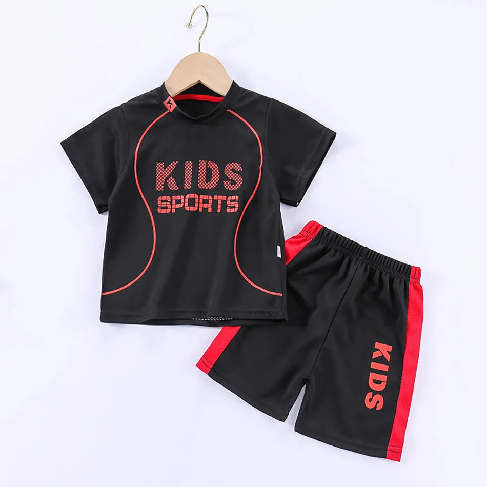 TINYSTAR™️ T Shirt Shorts Boy Girl Summer Quick Drying Tops Bottoms Kids 2 Pcs Clothing Set Children Sleepwear Football Sport Clothes,