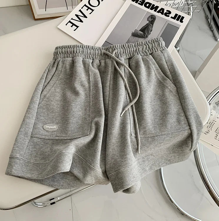 SO, CHIC™️Women's Shorts comfortable loose wide-legged drawstring A pants Slim Waist Slim fit casual home versatile sports shorts