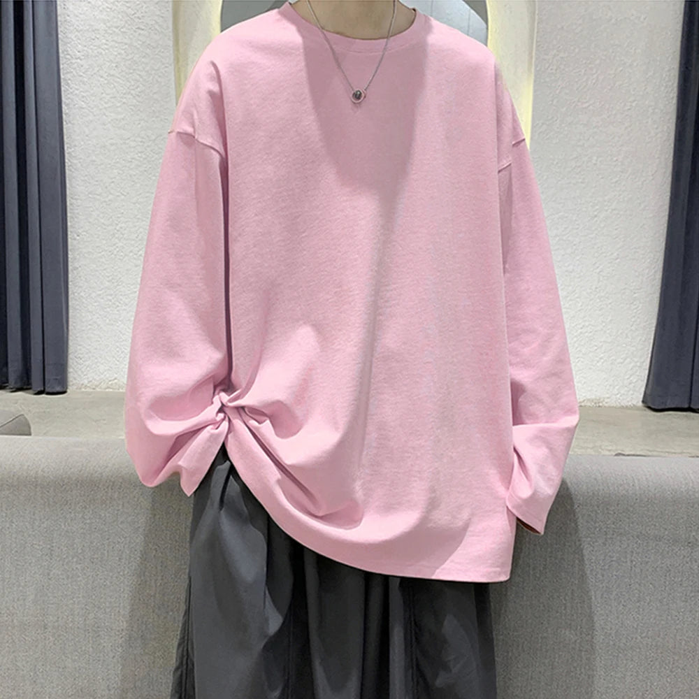 COTTOFLEX™ Oversize Cotton Long Sleeve Unisex T-Shirt Casual Pure Color Top for Men and Women