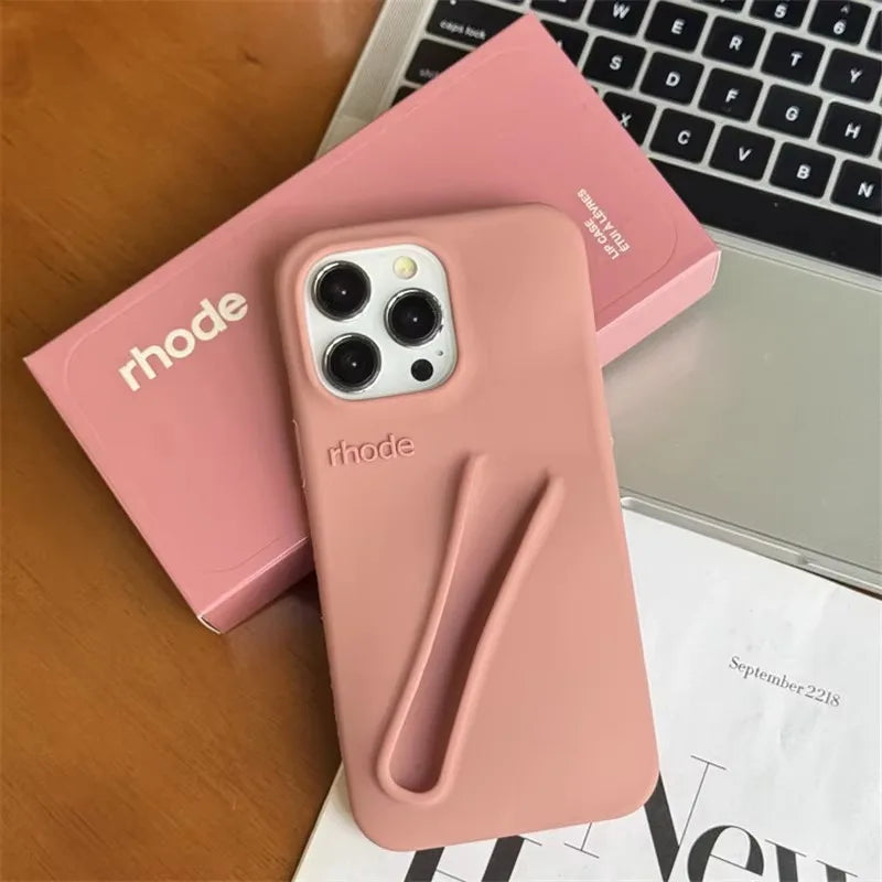 RHODE MYCASE ™ Lipstick Soft Silicone DIY Rhode Phone Case For iPhone 16 15 14 13 12 11 Pro Max Plus Portable Lip Gloss Holder Ins Hot Cover