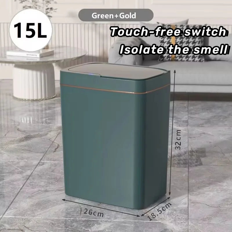 LZJV™ |15L NEW Smart Trash Can Automatically Open, Touch-Free Smart Sensor, Sensing Garbage Can and Waterproof, For Bathroom/Kitchen/Bedroom