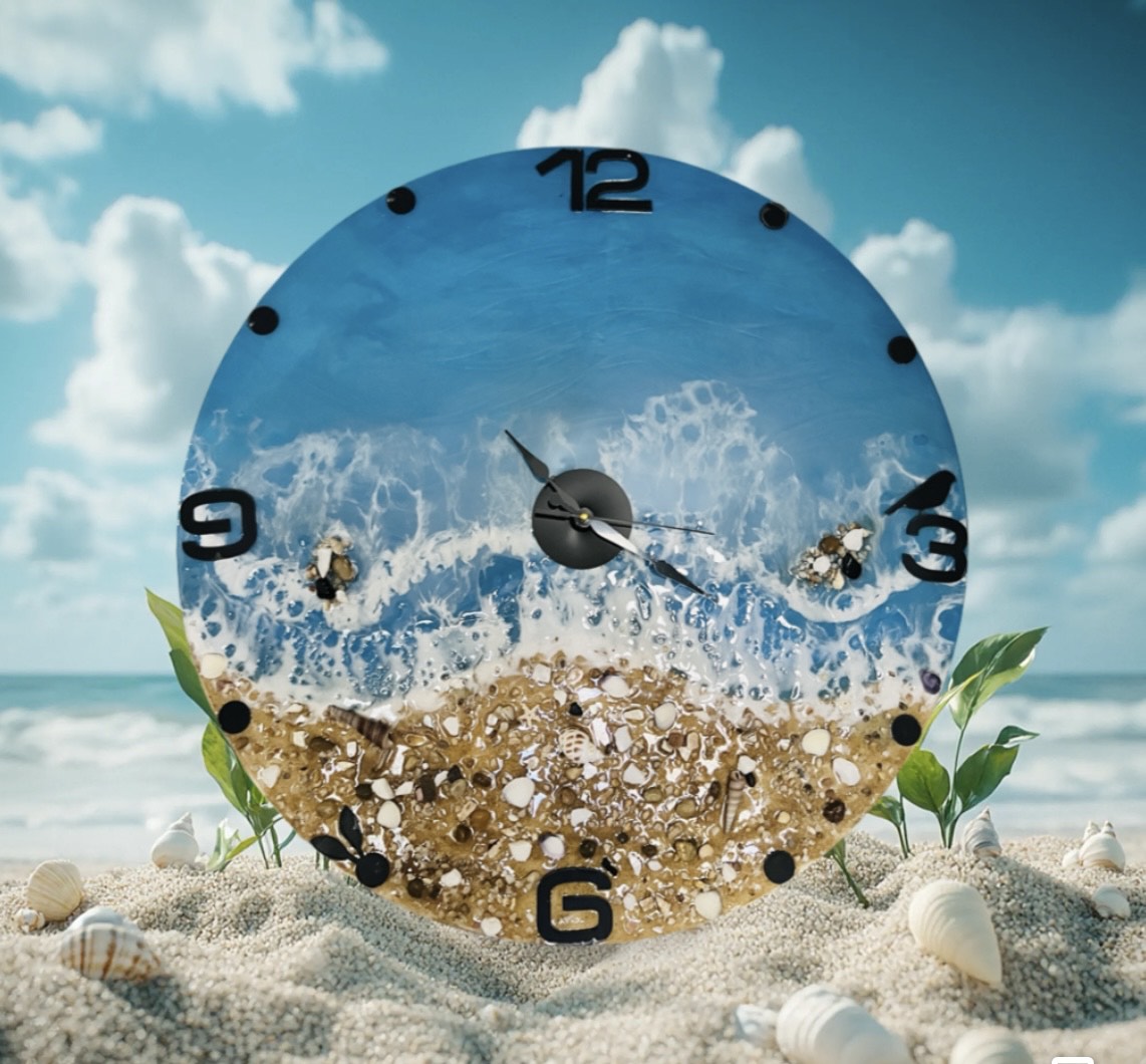 FIZA™️Beautiful Ocean Wave Epoxy Resin Wall Clock Handmade Housewarming Gift & Dec