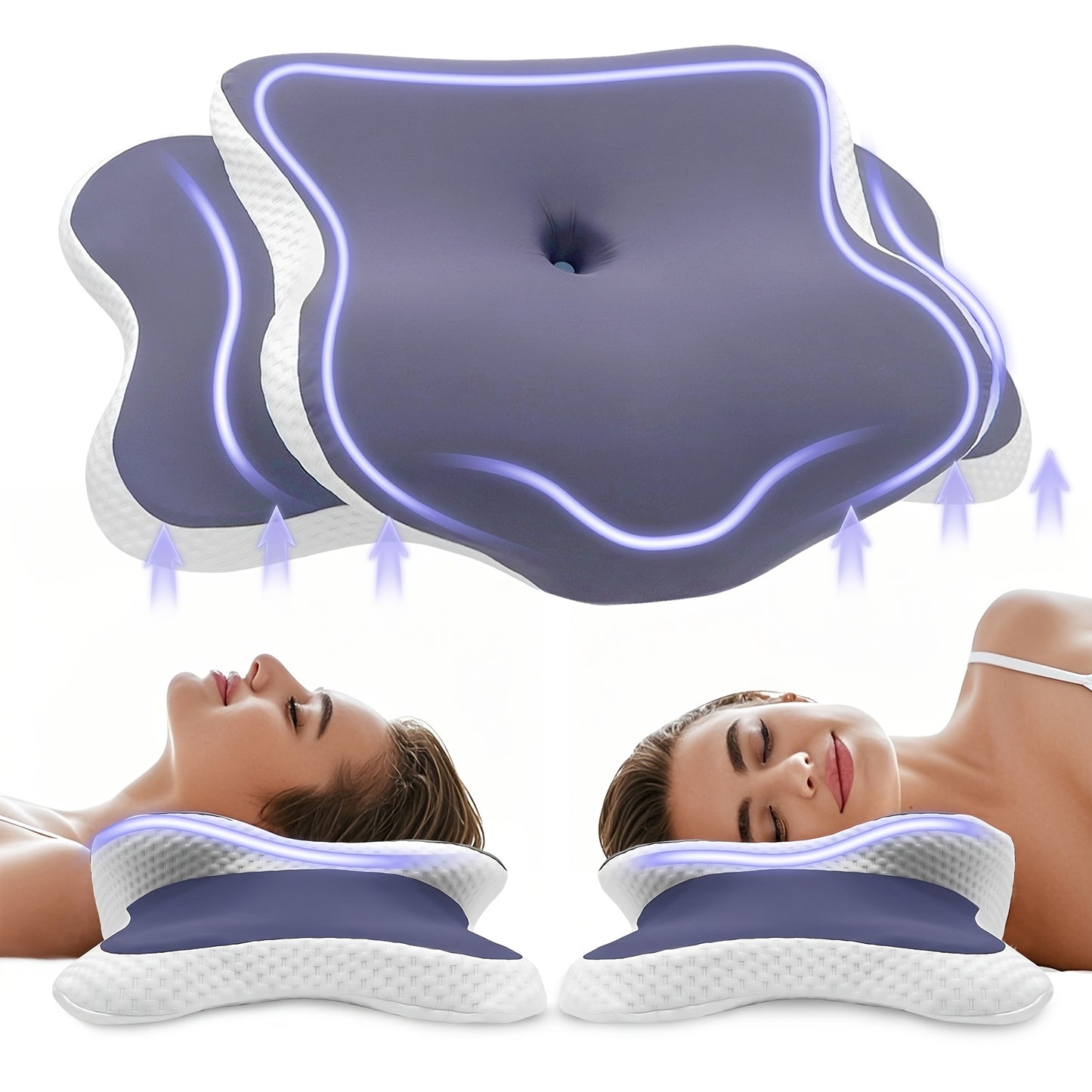 REST EAST ™️Adjustable Ergonomic Neck Pillow - Slow Rebound Memory, Corrective Butterfly Design | Suitable for Side, Back, Stomach Sleeping