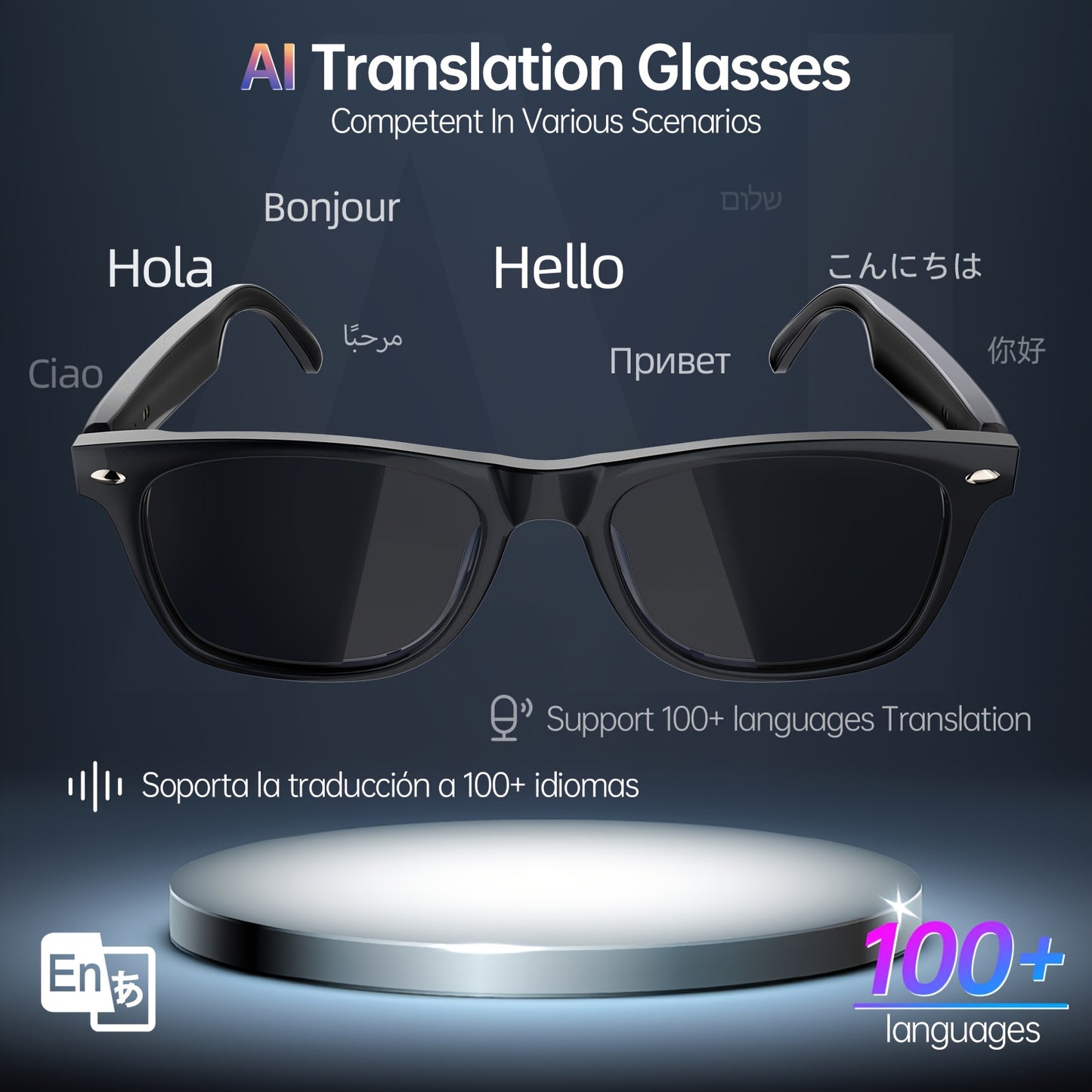 LIFEBEE™️ 2025 New Translator Smart wireless Glasses, multifunctional 100+ languages Translation Smart Wireless Anti-blue Glasses with Wireless Call, Music Playback, 100+ Languages Face-to-Face & Simultaneous Video Voice