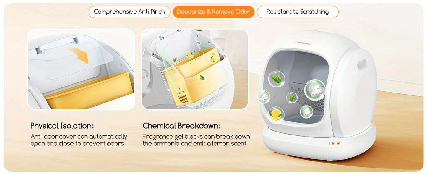 MEOW MEOW  ™ Self Cleaning Litter Box, Automatic Cat Litter Box Self Cleaning For Multiple Cats, Odor Removal Anti Pinch Kitty Litter Box, APP Control Smart Litter Box with Liners Bags