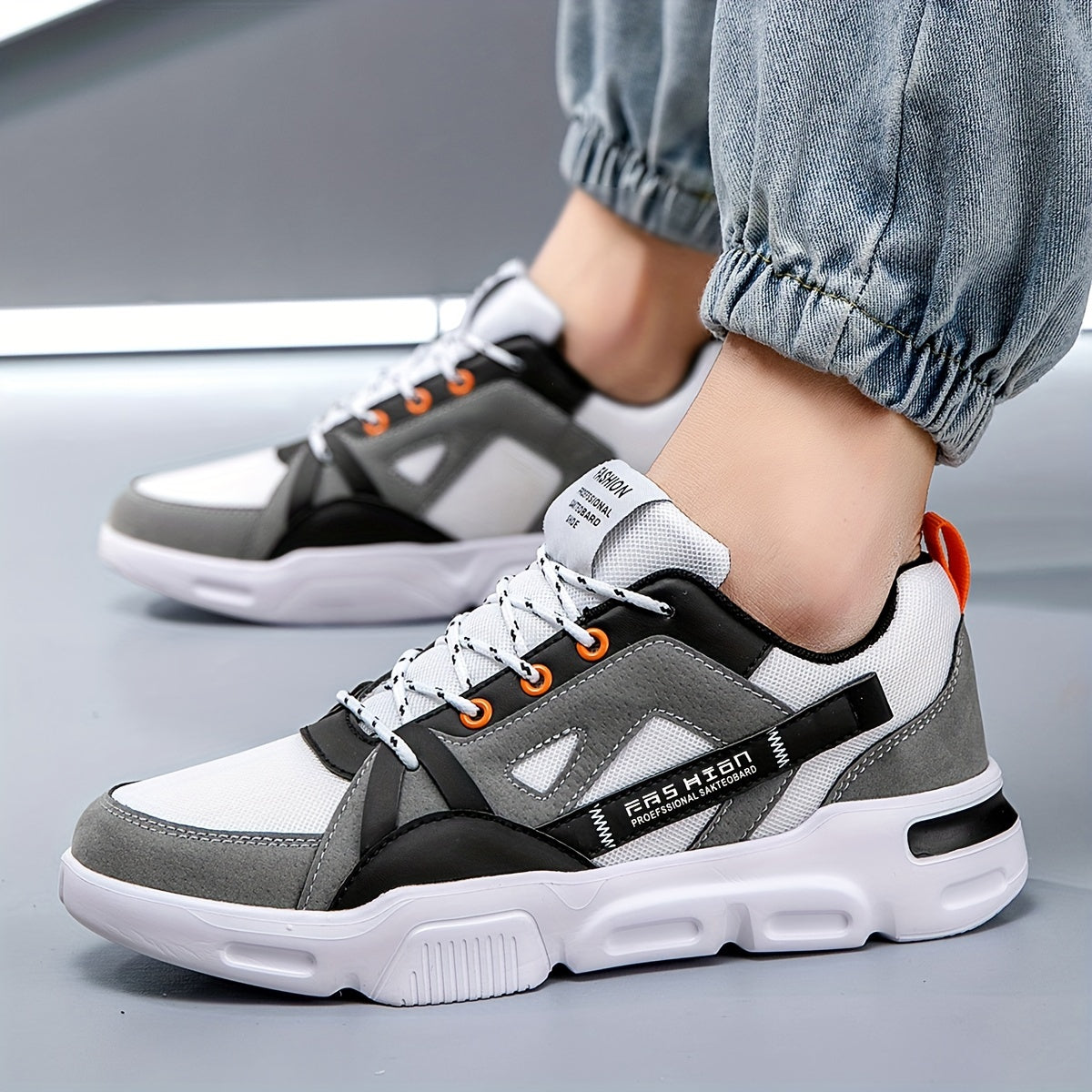 Men's Sneakers: High-Tops with Letter Print and Color Block Design, Suitable for Casual Wear, Running, and Outdoor Activities, Anti slip