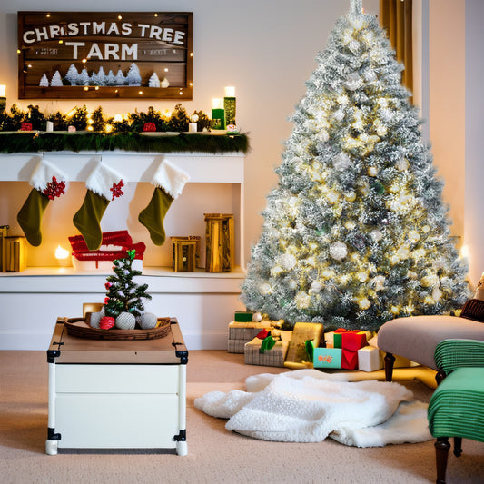 Artificial Christmas Tree with 400/1000/1200 Branch Tips, Foldable Base for Easy Assembly, Perfect for Home, Office, and Party Decorations,4.5/6/7 ft