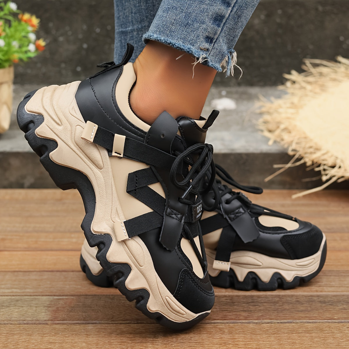GET A CHRIP ™️Women's Fashion Chunky Thick Sole Casual Shoes, Lightweight, Low Top, Lace-Up, All-Season,