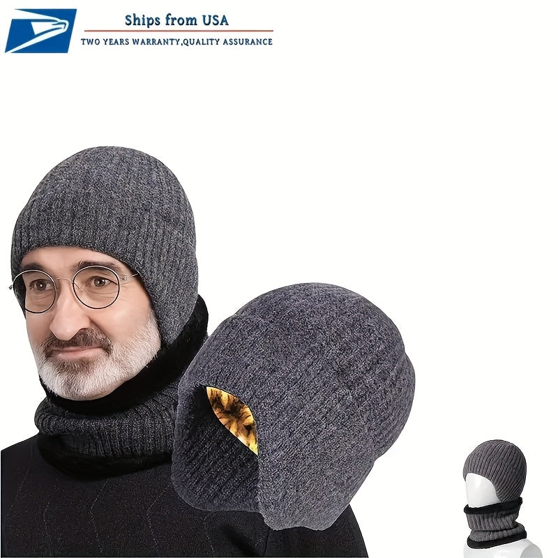 INTERWARM™ 3pcs Men /women Winter Essentials Set: Hat Scarf Gloves Slouchy Beanie Snow Knit Skull Cap Tuch Screen