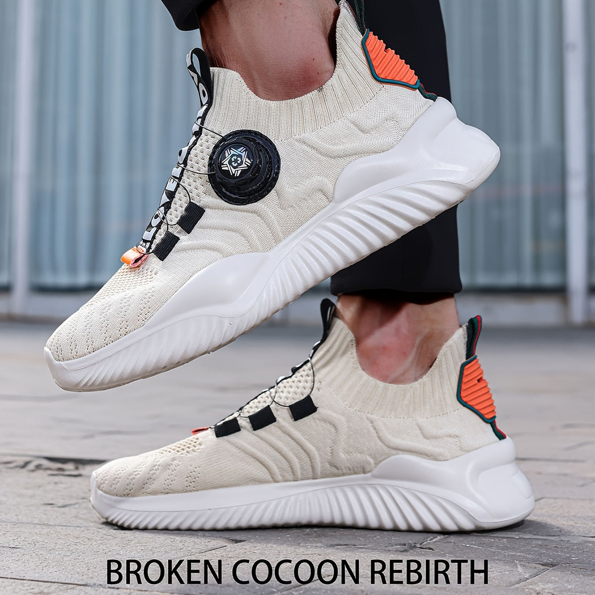 RUN™️ Men's Sneakers with Twist Closure - Breathable Knit Design & Thick Sole - Versatile Running and Driving Shoes