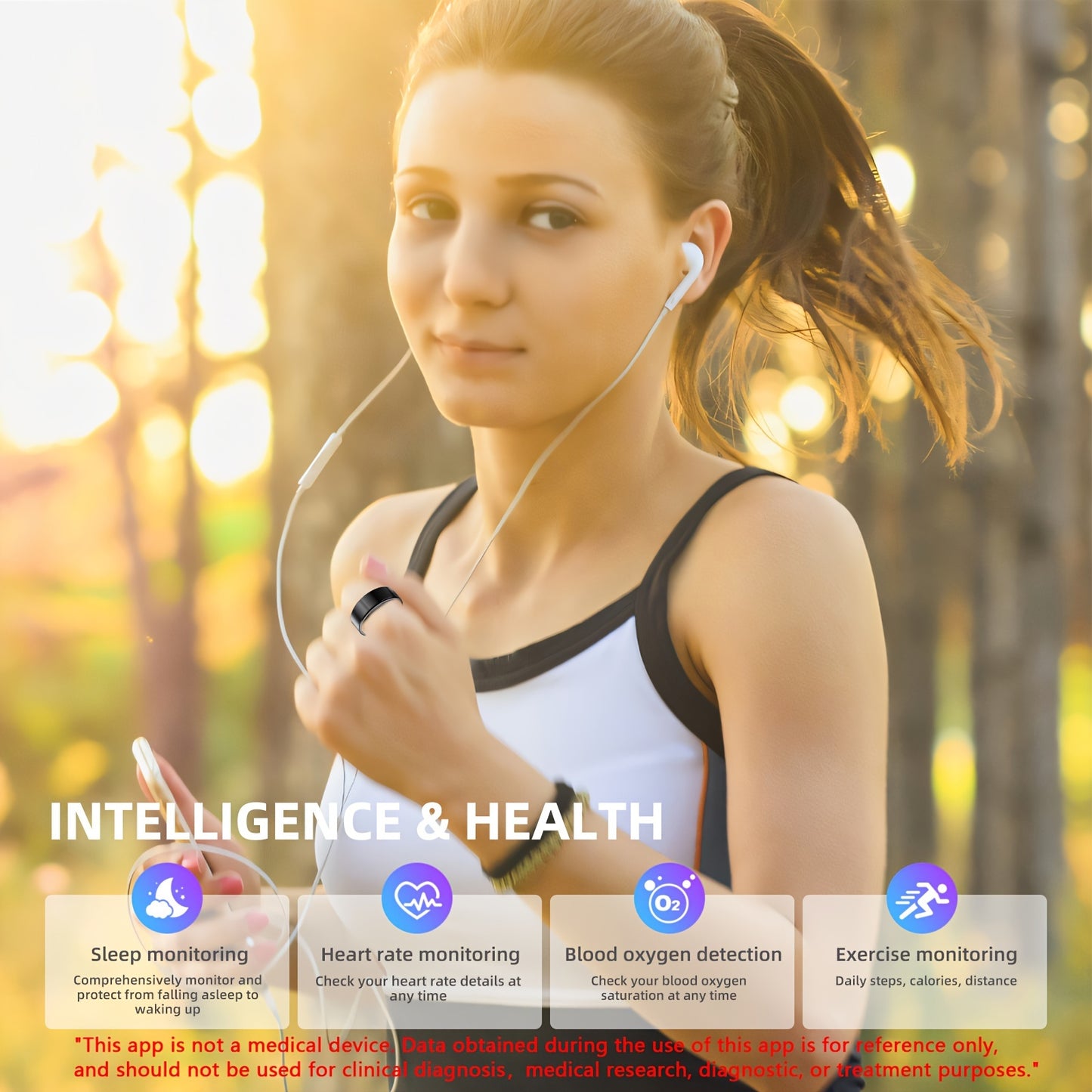 FINGERTIPS™️ Smart Fitness Tracker, Smart Ring Fitness Tracker - Pedometer, Distance, Calories, Sleep Tracking, Exercise Monitoring - Compatible With iPhone Android, for Women/ Men, waterproof, no app Subscription ne