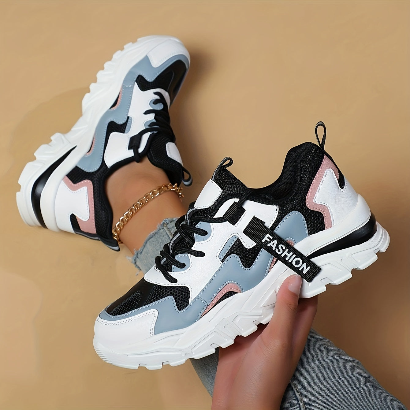 CHUNKUP™️Women's Shoes Breathable Mesh Chunky Sneakers - All-Season Comfortable Walking & Running Shoes, Thick Sole, Casual Sporty