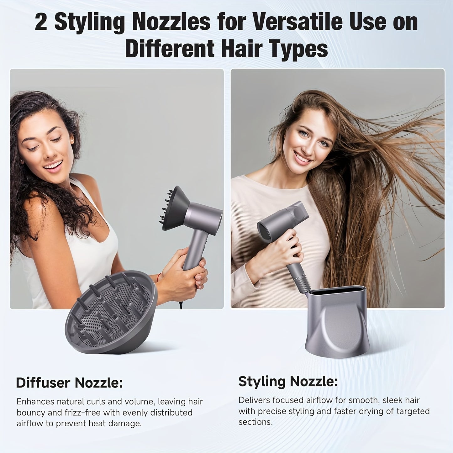 QUICKIE™️Dual Voltage Hair Dryer, 300 million Negative Ions Hair Treatment Hair Dryer, 110, 000 RPM Fast Drying, 1400-Watt 4 Speed/3 Speed, High Speed Travel Hair Dryer, Thermostatic Hair Dryer