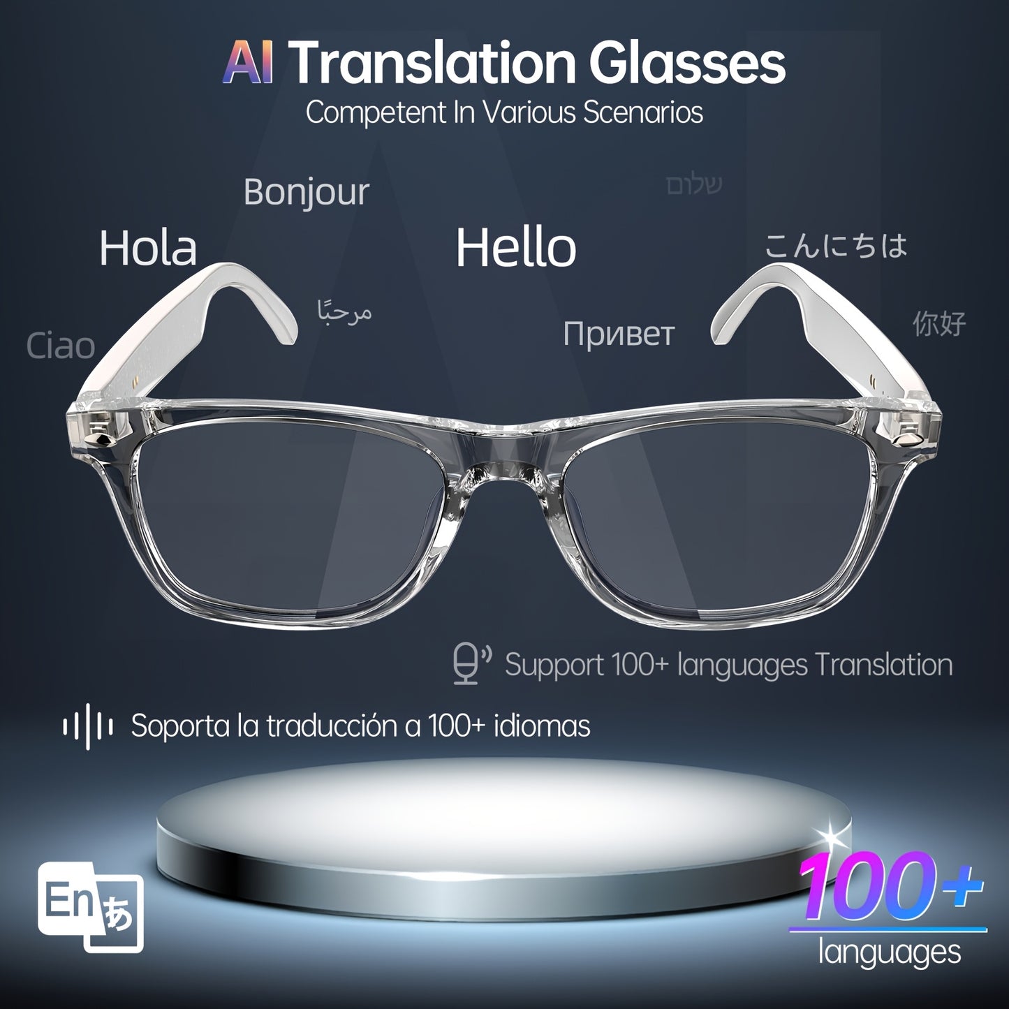LIFEBEE™️ 2025 New Translator Smart wireless Glasses, multifunctional 100+ languages Translation Smart Wireless Anti-blue Glasses with Wireless Call, Music Playback, 100+ Languages Face-to-Face & Simultaneous Video Voice