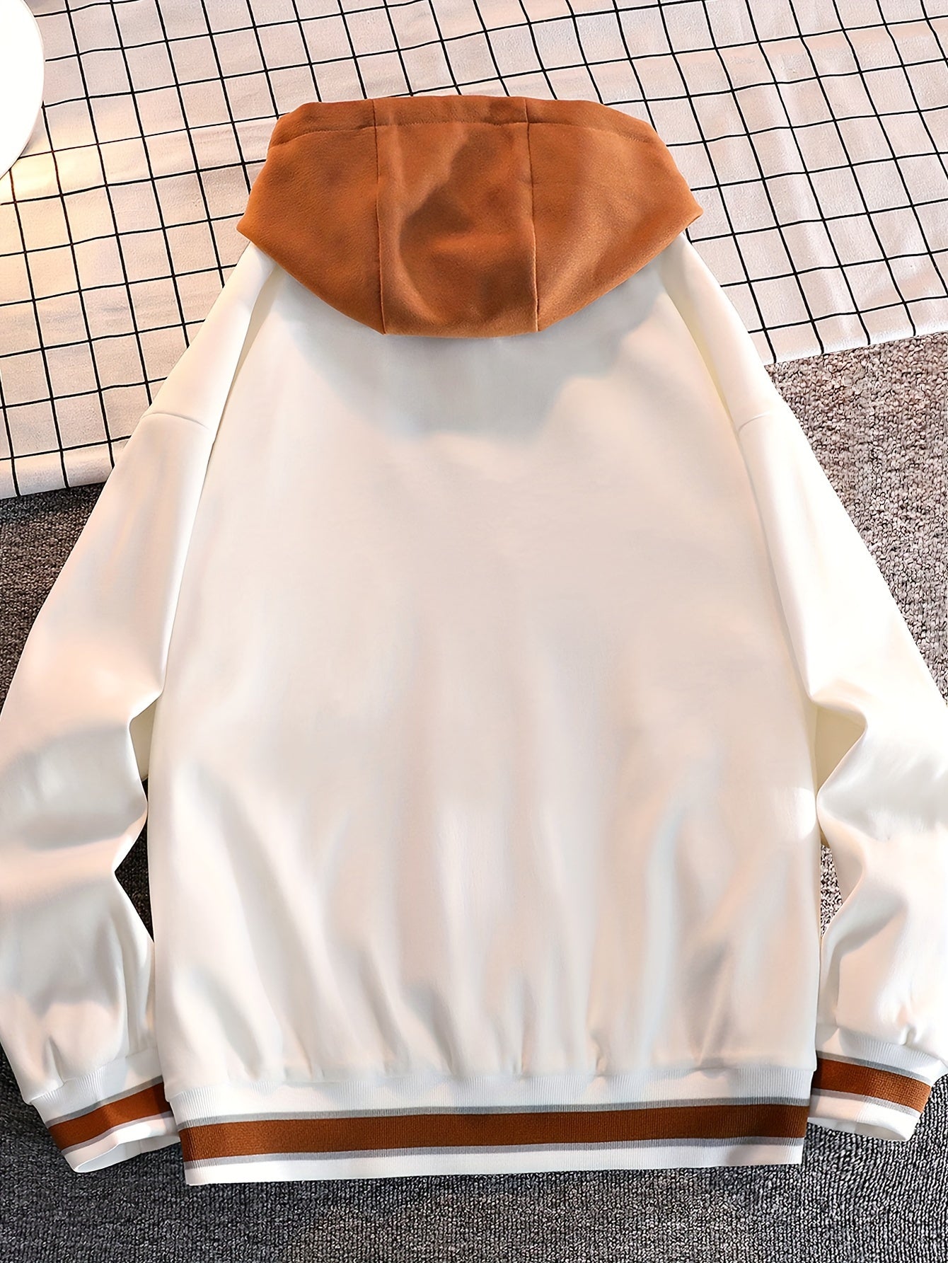 JUST JACKET™ Men's Casual Letter Print Hooded Varsity Jacket, Chic Vintage Style Thin Bomber Jacket for Spring Fall