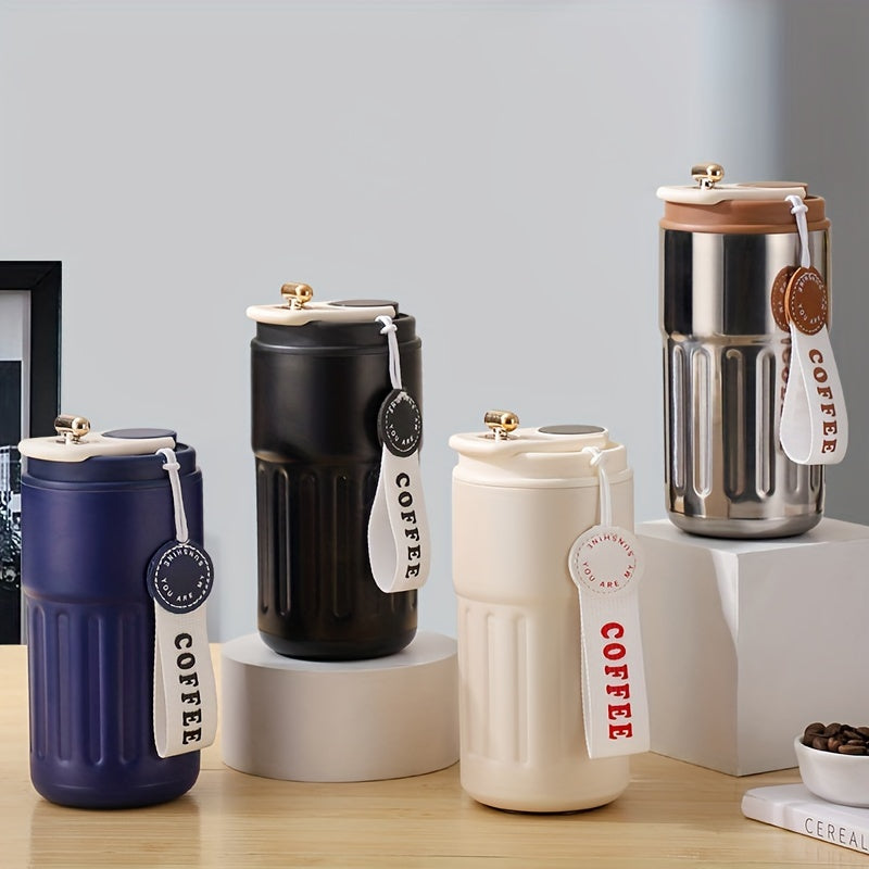 DRINKUP™ Coffee Mug, Stainless Steel Coffee Cup, Vacuum Sealed Portable Thermal Tumbler with Flip Top Lid, Battery Powered ,1PCS Smart mug