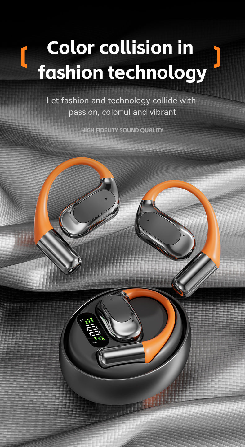 TUNE GO ™️Original Wireless Earphones True Wireless Earphones, Open Air Conduction Earbuds, Small Round Cake Design, Music OWS Headphones High Quality Headset HI-FI Sound, Long Battery Life, Led Display