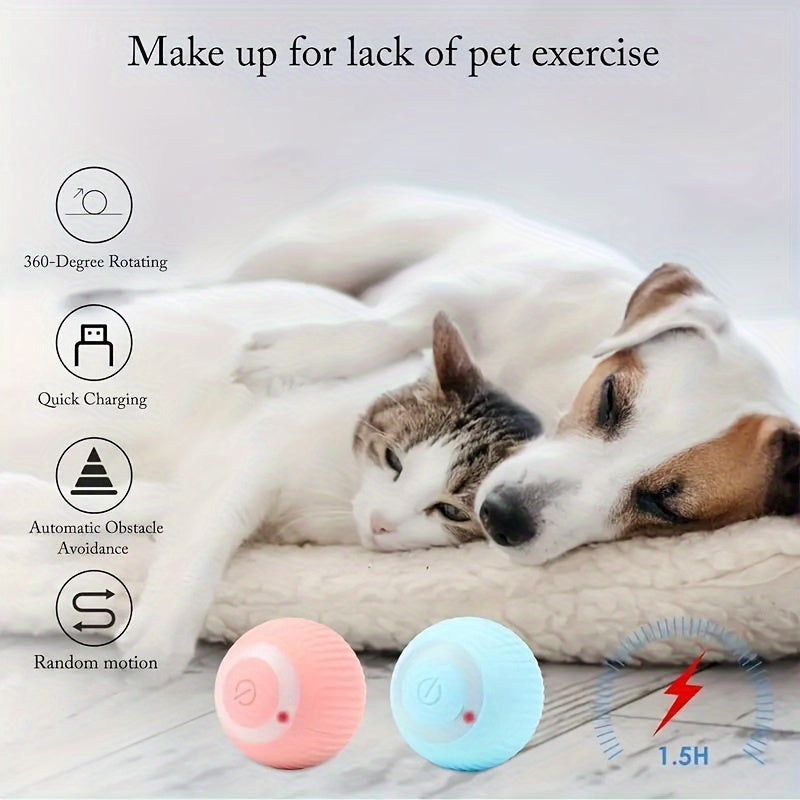 1pc MEOW Smart Interactive Cat Toy Automatic Rolling Ball Self-Entertainment And Teasing Cat Stick Cat Ball Cat Electric Toy