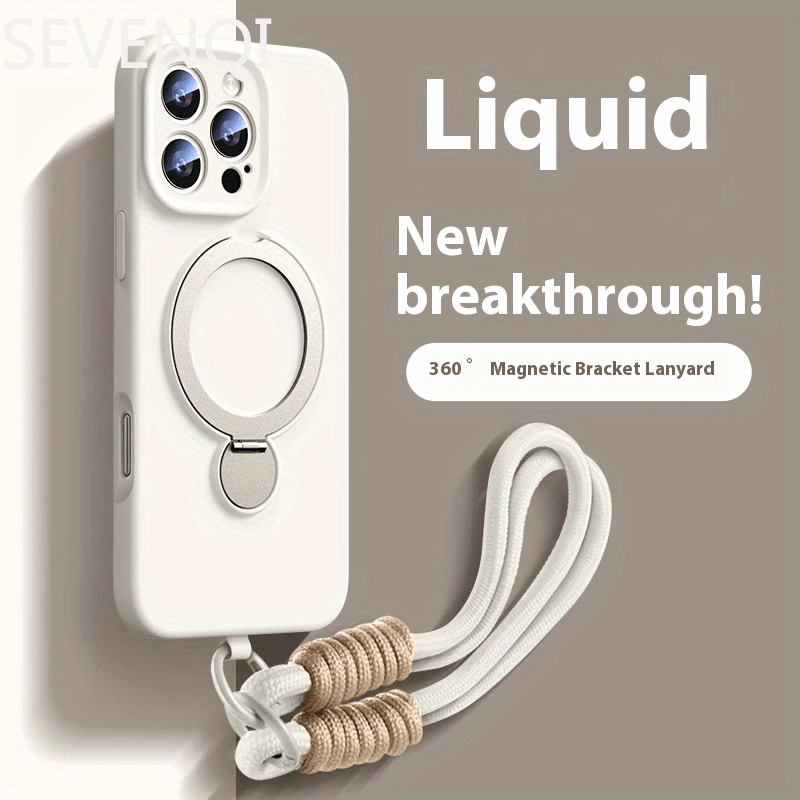 GRIP™️360-degree Phone Case for iPhone 16 iphone16promax new model 16pro liquid silicone magnetic strap holder 15P ultra-thin protective case