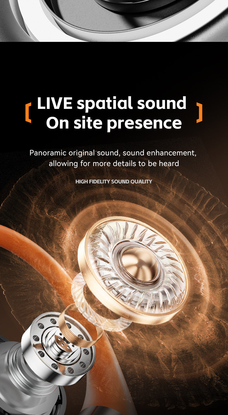 TUNE GO ™️Original Wireless Earphones True Wireless Earphones, Open Air Conduction Earbuds, Small Round Cake Design, Music OWS Headphones High Quality Headset HI-FI Sound, Long Battery Life, Led Display