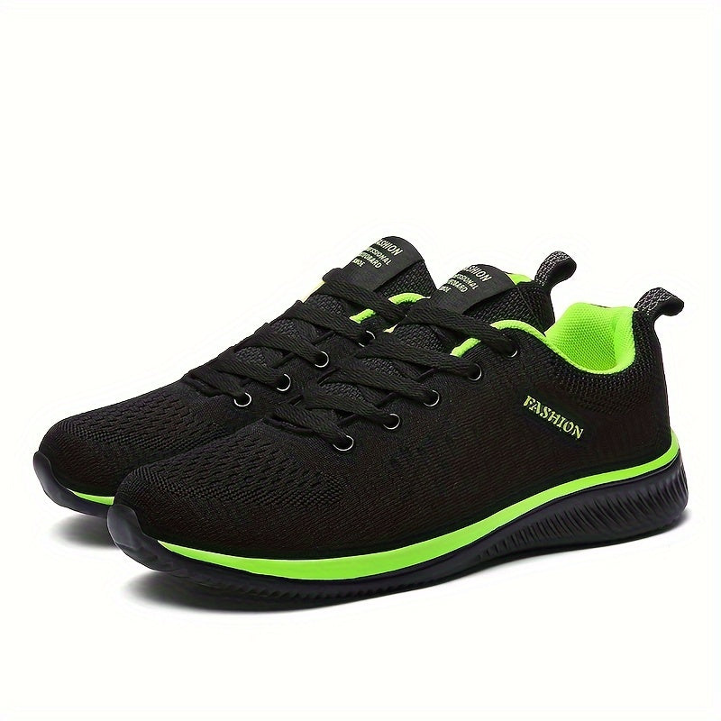SHUUZE ™ Men's Trendy Woven Knit Breathable Sneakers, Comfy Non-Slip Lace Up Soft Sole Shoes For Men's Outdoor Activities