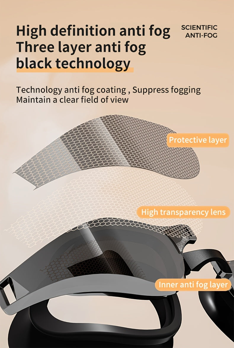 YLIKE™️Sleek Anti-Fog Silicone Swimming Goggles with HD Clarity - Waterproof, Adjustable Strap, Design for Men & Women,