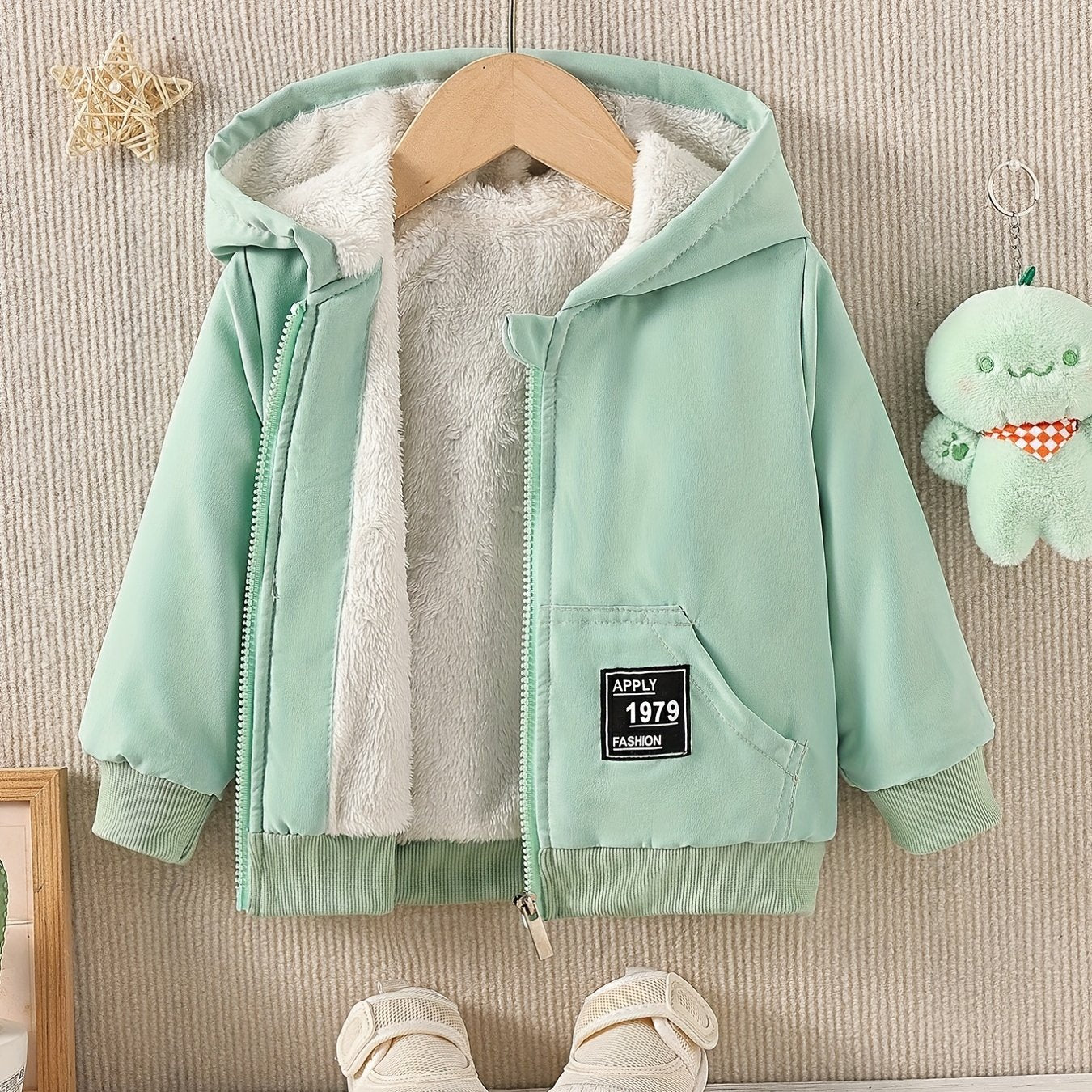 Kido Kids Fleece Lined Warm Hooded Zipper Coat, Toddler Baby's Casual Hoodie Jacket