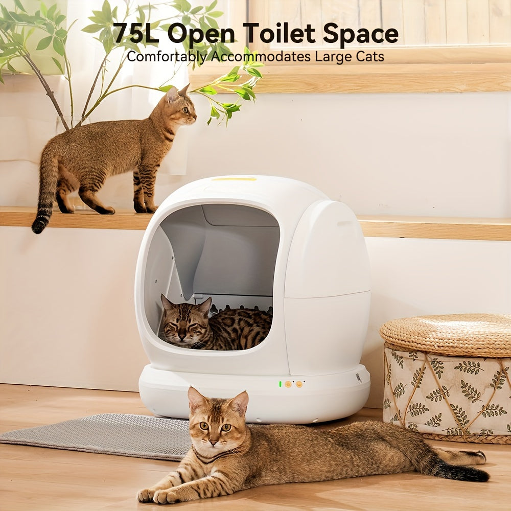 MEOW MEOW  ™ Self Cleaning Litter Box, Automatic Cat Litter Box Self Cleaning For Multiple Cats, Odor Removal Anti Pinch Kitty Litter Box, APP Control Smart Litter Box with Liners Bags