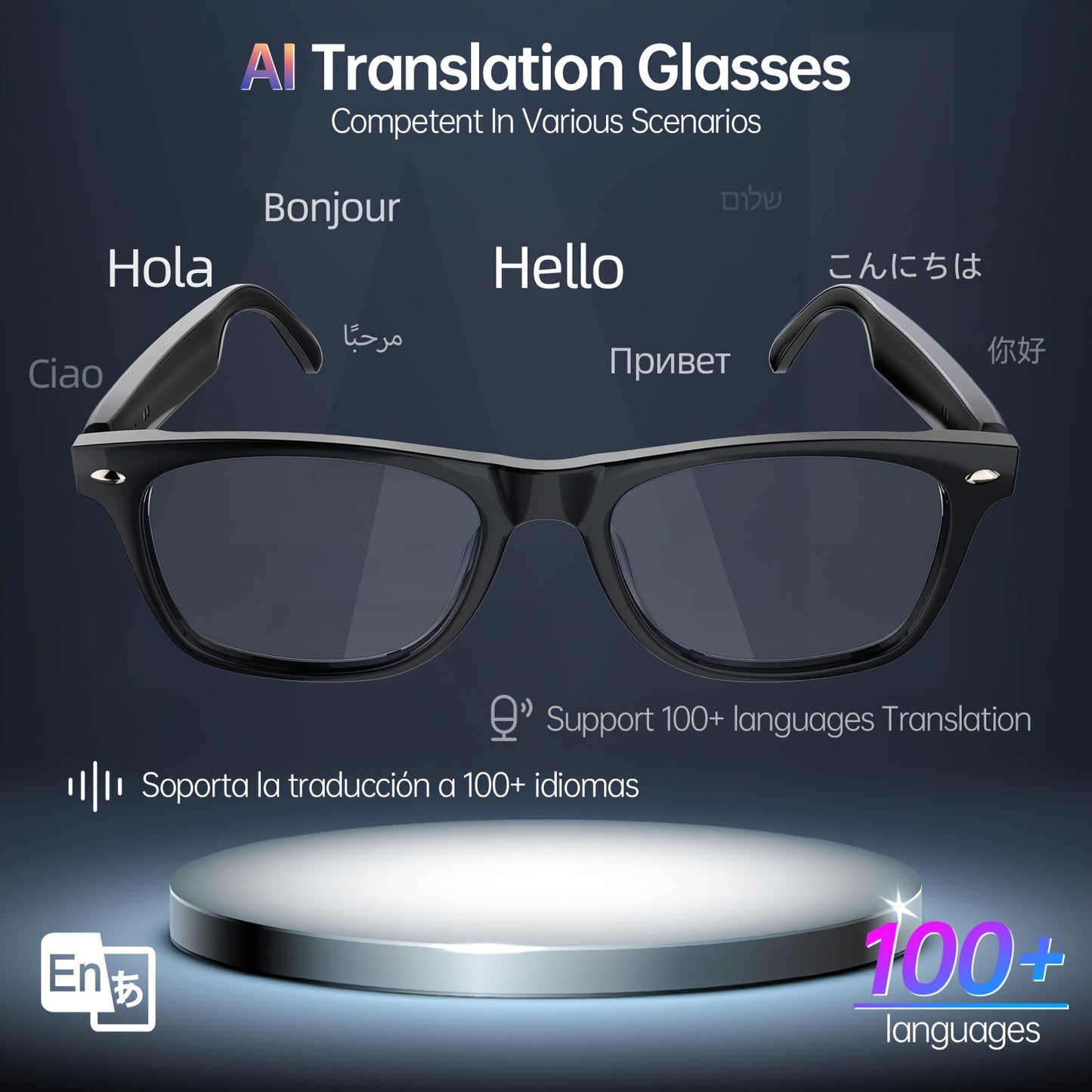 LIFEBEE™️ 2025 New Translator Smart wireless Glasses, multifunctional 100+ languages Translation Smart Wireless Anti-blue Glasses with Wireless Call, Music Playback, 100+ Languages Face-to-Face & Simultaneous Video Voice