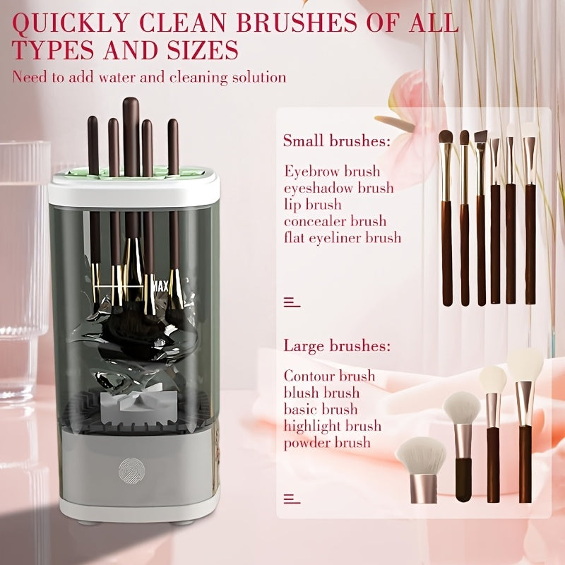 POLISH™️Electric Makeup Brush Cleaner Machine, Portable Automatic Cosmetic Brush Cleaner Tool, with 7000 RPM Motor, Includes Silicone Pad, for 3-4 Brushes,