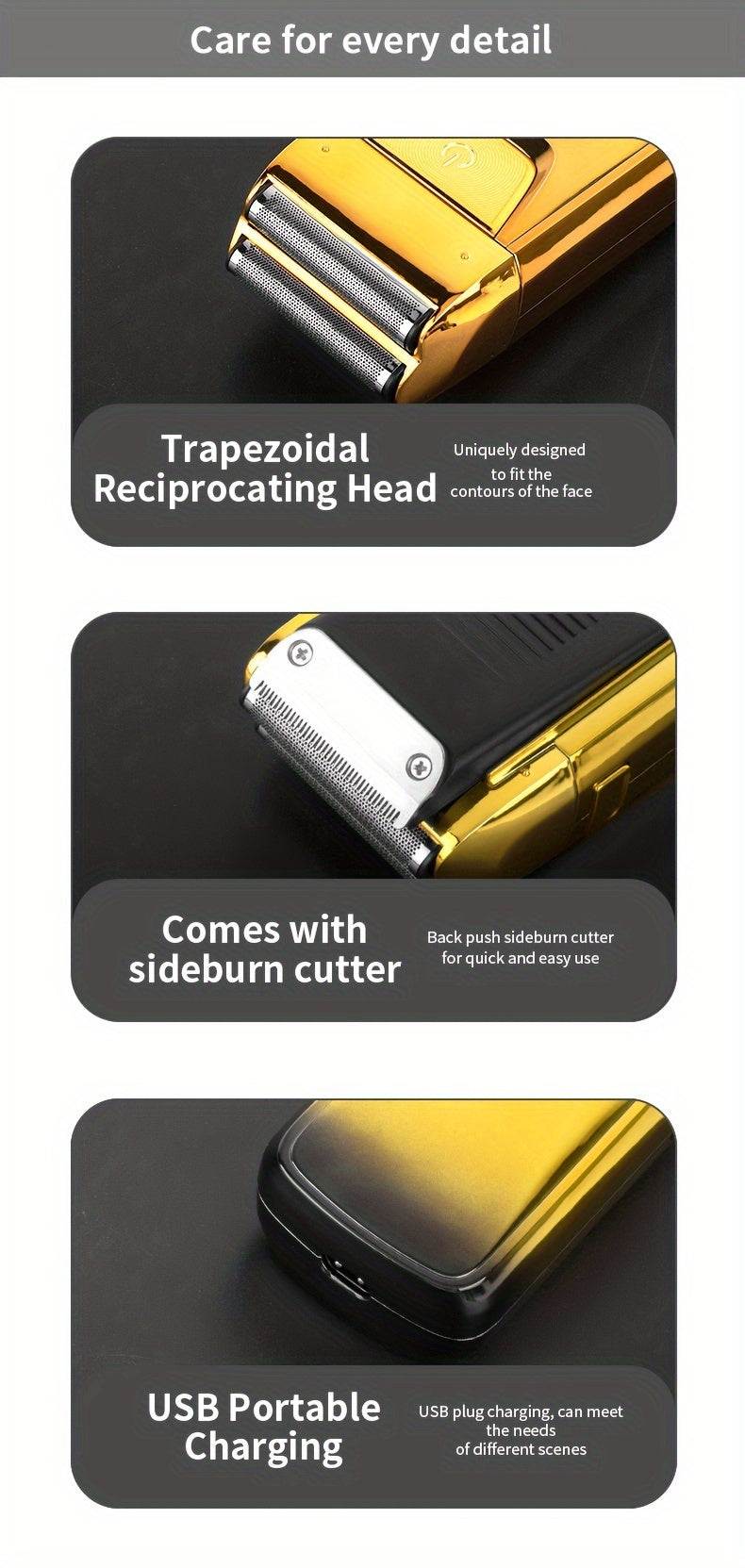 Professional Electric Razor 2-in-1, men Electric shaver Bald Hair Trimmer - Professional USB Rechargeable, Gentle Beard Hair Trimmer,