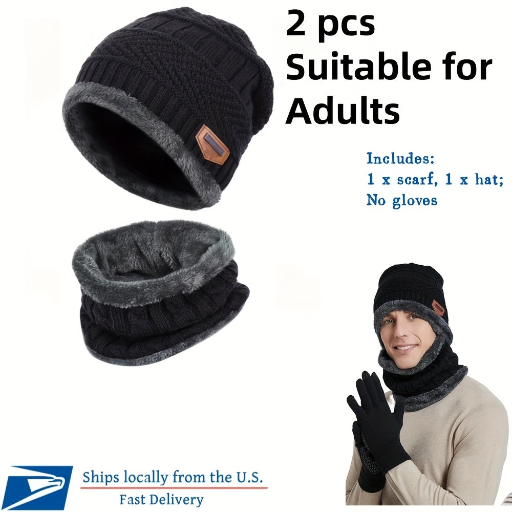 INTERWARM™ 3pcs Men /women Winter Essentials Set: Hat Scarf Gloves Slouchy Beanie Snow Knit Skull Cap Tuch Screen