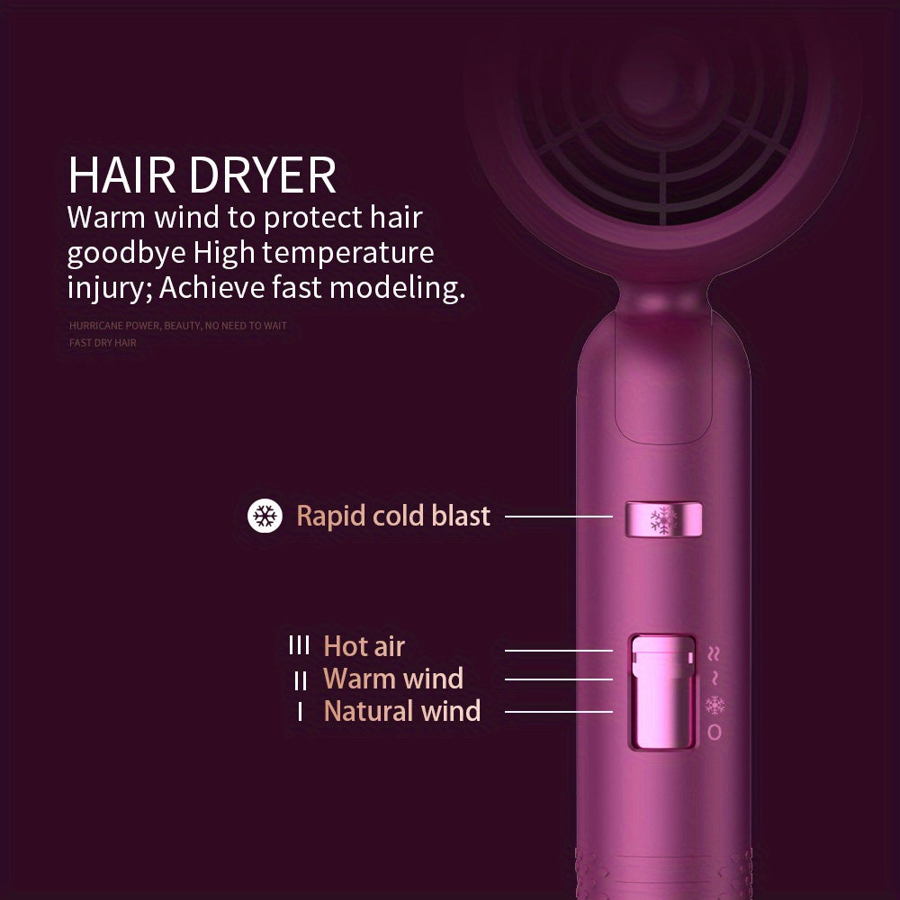 JUSTFAST™️2000W   Ionic Blow Dryer with Diffuser, Foldable Handle & Constant Temperature - Strong Wind, 8 Seconds Quick Drying, Travel-Friendly, Ergonomic Design for All Hair Types, 110-130V US Plug