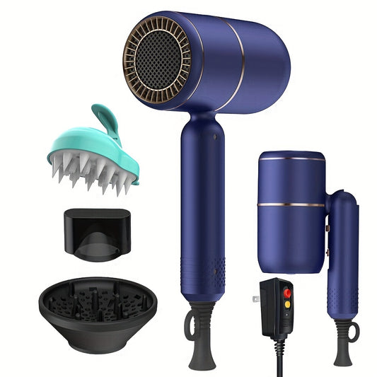 JUSTFAST™️2000W   Ionic Blow Dryer with Diffuser, Foldable Handle & Constant Temperature - Strong Wind, 8 Seconds Quick Drying, Travel-Friendly, Ergonomic Design for All Hair Types, 110-130V US Plug