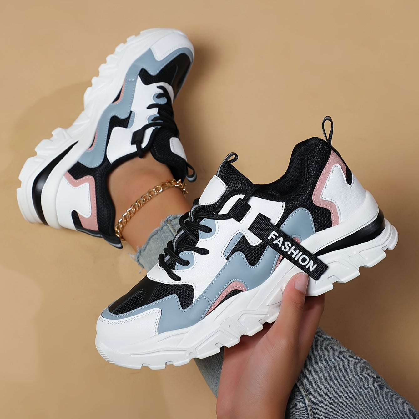 CHUNKUP™️Women's Shoes Breathable Mesh Chunky Sneakers - All-Season Comfortable Walking & Running Shoes, Thick Sole, Casual Sporty