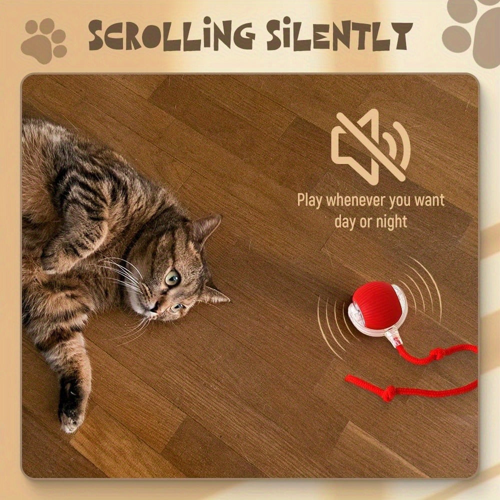 FUN™️CAT TOYS 3pcs Set Fully Automatic 360° Rolling Pet Balls - Grinding & Relief Function, 3 Modes with USB Charging LED Light,