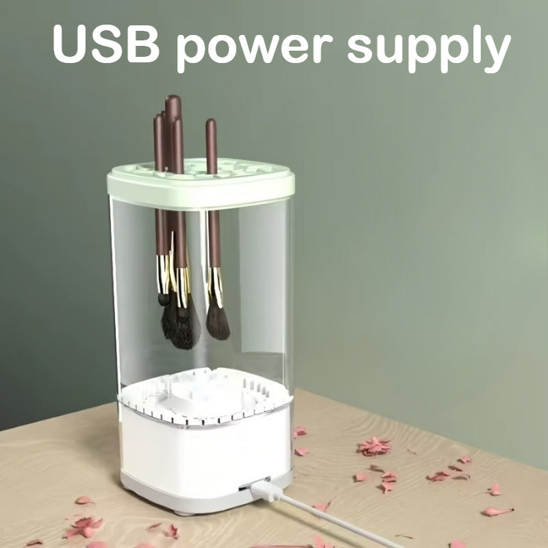 POLISH™️Electric Makeup Brush Cleaner Machine, Portable Automatic Cosmetic Brush Cleaner Tool, with 7000 RPM Motor, Includes Silicone Pad, for 3-4 Brushes,