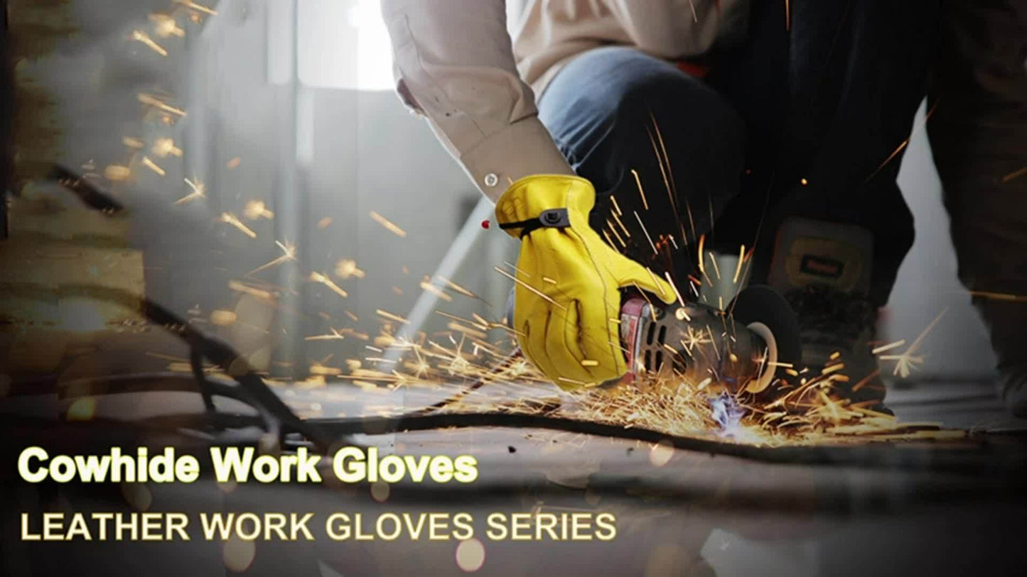 Leather Work Gloves Two Pairs of Leather Work Gloves - truck Driver Gloves, Gardening Gloves, heavy duty